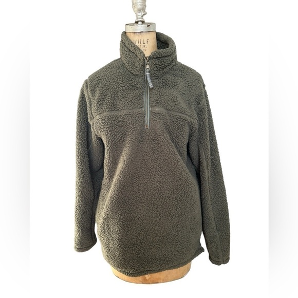 3/$20 Alpine Sherpa olive green fleece 1/4 zip pullover women’s sweatshirt S - Picture 1 of 7
